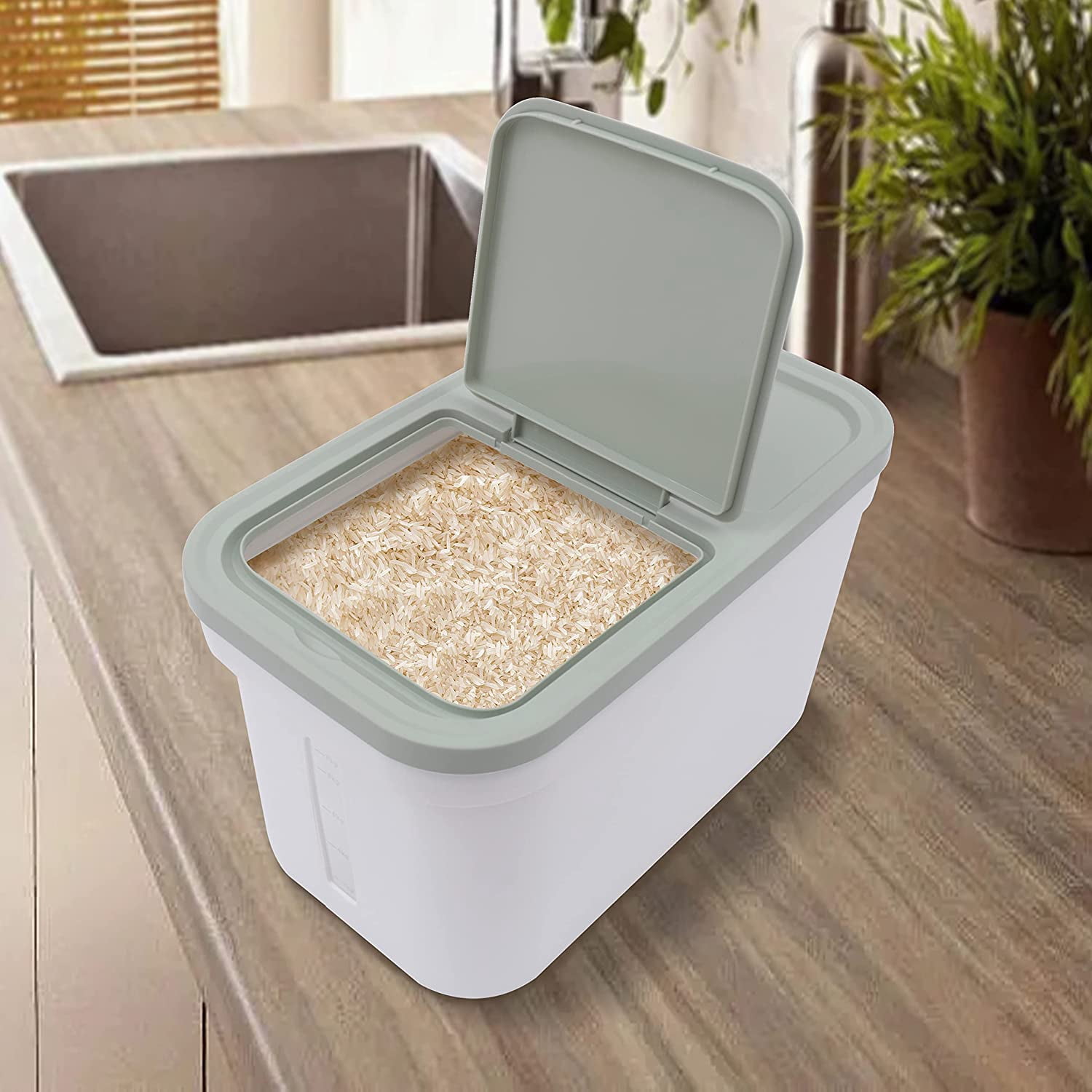 Miumaeov 22lbs Grain Tank Rice Bucket Plastic Deli Food Storage Containers With Airtight Lids Extra Large Food Containers Airtight Kitchen Storage Containers to Store Dry Food