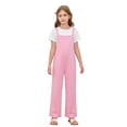 thumbnail image 4 of WAYUTE Girls Overalls Solid Color Wide Straps Basic Jumpsuit with Pockets Comfortable Play Outfit for Toddler Kids Casual Dailywear, 4 of 4