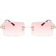 thumbnail image 2 of A pair of retro rimless sunglasses rectangular frameless candy-colored glasses for women and men (gold frame gradient powder), 2 of 3
