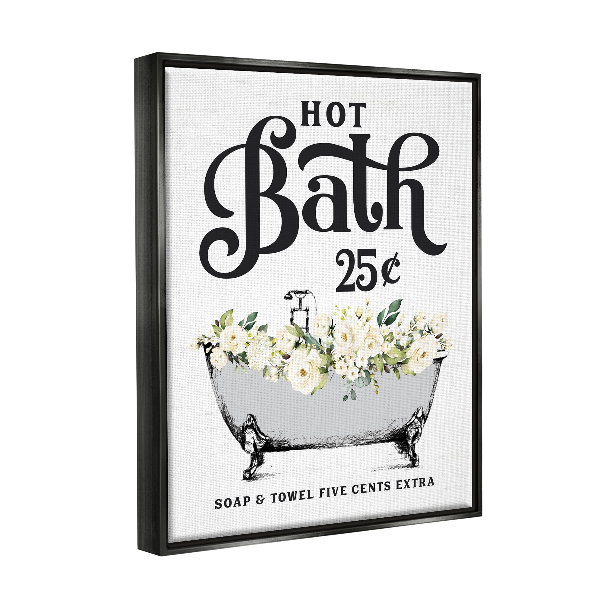 Stupell Industries Hot Bath Floral Tub Botanical & Floral Painting Black Floater Framed Art Print Wall Art, 25 x 31
