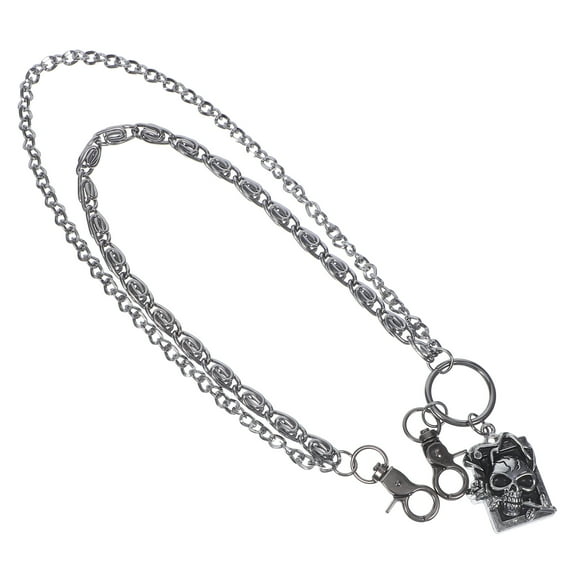 PAMINGONO Stylish Punk Metal Chain Belt Skull Accent for Men's Outfits