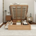 thumbnail image 3 of Full Size Wood Platform Bed with Underneath Storage and 2 Drawers, Wood Color, 3 of 16