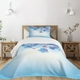 thumbnail image 3 of Ambesonne Flower Quilted Bedspread Set 2 Pcs, Orchids Nature, Twin Size, Blue and Purple, 3 of 6