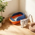 thumbnail image 6 of HWRETIE Semi Enclosed High Sided Cat Litter Box Splash Proof Open Top Design Spacious Cat Toilet for Cats Under 10 Pounds Easy Clean Indoor Litter Tray, 6 of 6