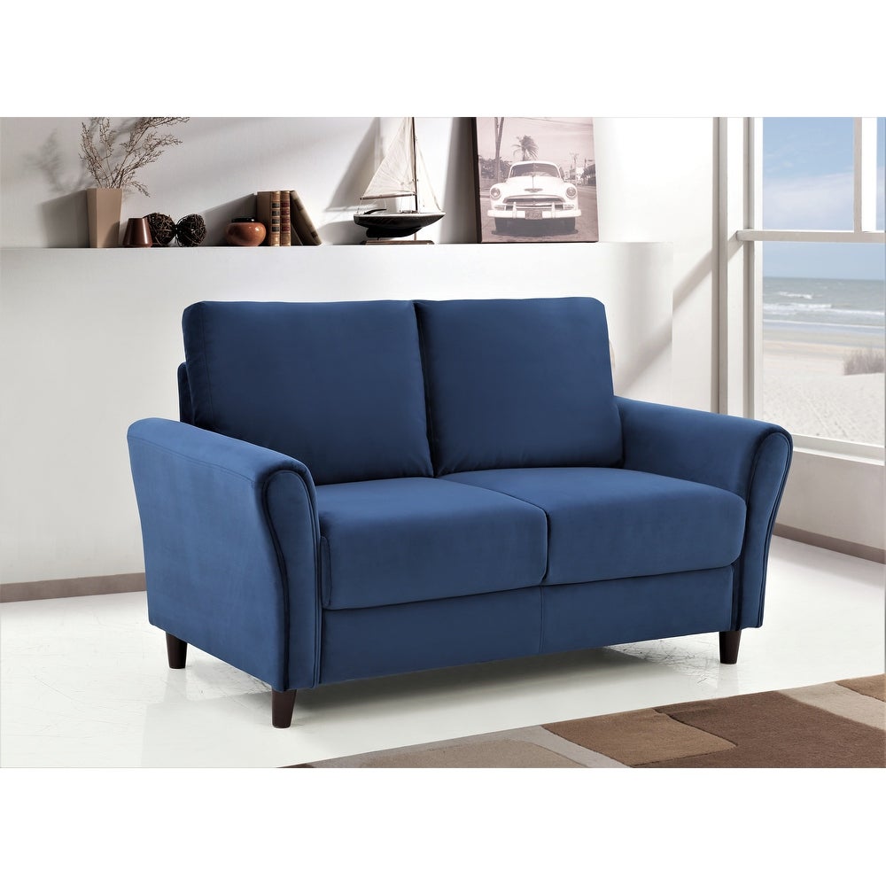US Pride Furniture Corel 58.27" Flared Arm Dark Blue Velvet Loveseat