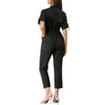 thumbnail image 3 of MODA NOVA Juniors Romper Turndown Collar Button up Tie Waist Cargo Jumpsuit, 3 of 6