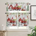 thumbnail image 2 of Winter Christmas Farmhouse Curtain Tier and Valance Set ,3 Piece Rod Pocket Short Window Curtains-24INCH,Truck Snowman Gnome Small Window Treatment Tiers, 2 of 5