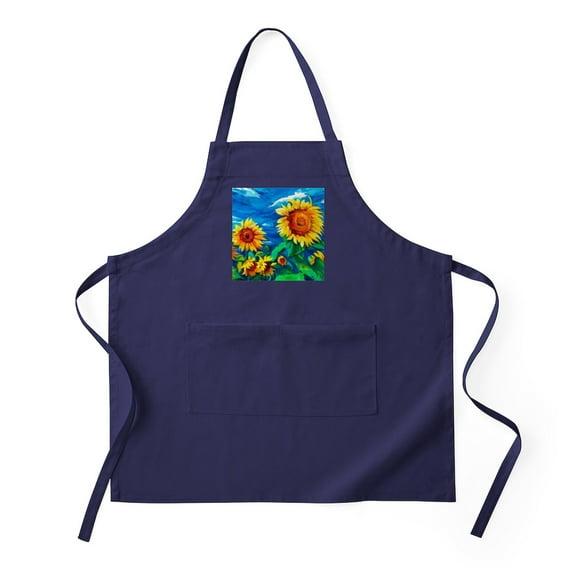 CafePress - Sunflowers Painting Apron (Dark) - Kitchen Apron with Pockets, Grilling Apron, Baking Apron