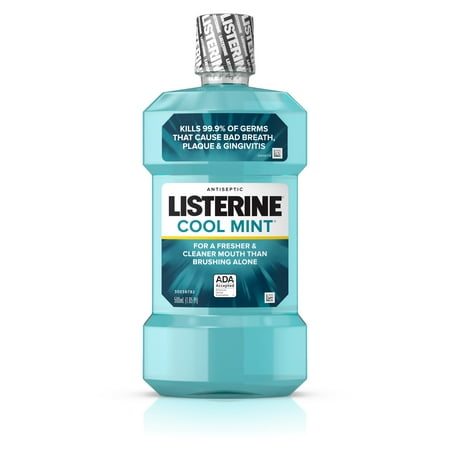 Listerine Cool Mint Antiseptic Mouthwash for Bad Breath, 500