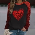 thumbnail image 2 of Penkiiy Hauts de Mode à Manches Longues pour Femmes, Col Rond Mignon, Blouse Tendance, Saint-Valentin 2025, Grande Taille, Imprimé Cœur d'Amour, S Rouge, 2 of 4