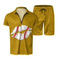 thumbnail image 3 of Vedolay Two Piece Short Set For Men Mens Short Sets 2 Piece Summer Shirt and Shorts Set,Yellow XL, 3 of 5