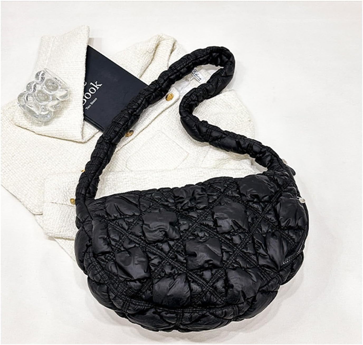 Quilted Shoulder Bag Puffer Handbag Crossbody Purse Padded Cloud Hobo Bag with Adjustable Strap