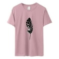 thumbnail image 4 of Ukumplol Graphic Tees for Women Oversized Tshirts for Women Womens Summer Top Casual Feather Print T Shirt Fashion Loose Short Sleeve Short Sleeve Shirts for Women Pink S, 4 of 4