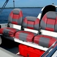 thumbnail image 2 of NORTHCAPTAIN Deluxe 52" Folding Bass Boat Seat 3 PCS for Fishing,Stainless Steel Screws Included,Charcoal/Red, 2 of 5