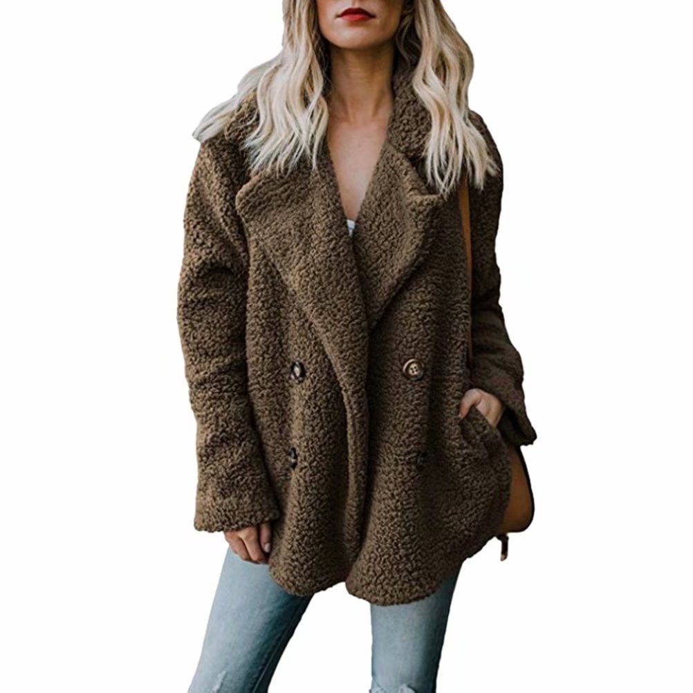 Noroomaknet Noroomaknet Womens Cardigans Sweater Winter Coat For Women Button Fluffy Jacket Cardigans Ladies Warm Jumper Fleece Faux Fur Coat Outwear Brown S 2xl Walmart Com
