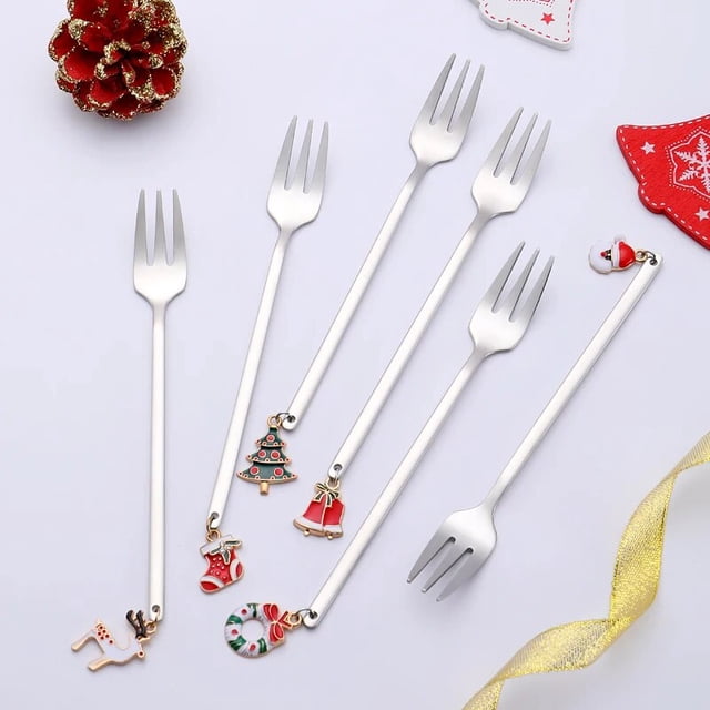 Cucharas de Feliz Navidad, vajilla de fiesta de Navidad, adornos navideños para el hogar, decoración de mesa, 6 piezas, 2024, 2023