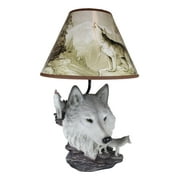 Gray Wolf Table Lamp Decor Wildlife Full Moon Howling Timber Wolf Pack