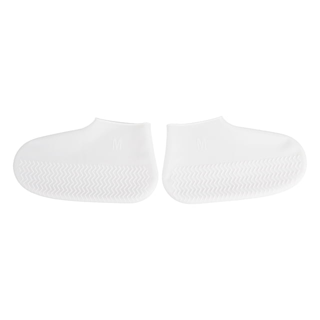 Cubrezapatos, Cubrezapatos antideslizantes blancos de silicona elástica para adultos Cubrezapatos para lluvia Rendimiento sólido