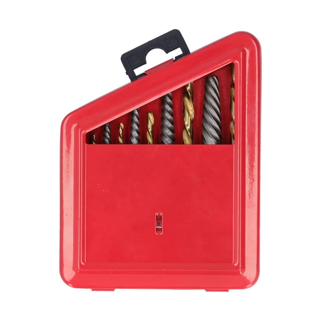 Screw Extractor Drill Bit, Extra Grip Cobalt Spiral Groove 10Pcs Stud Removers For Damaged Screws For Broken Fittings Red Iron Box