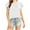 White, variant on IROINNID Summer T-shirt For Women Casual Solid Round Neck Short Sleeve Pullover Tops
