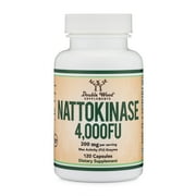 Nattokinase Supplement 4,000 FU Servings, 120 Capsules (Derived from Japanese Natto) for Cardiovascular and Blood Circulation Support by Double Wood Supplements