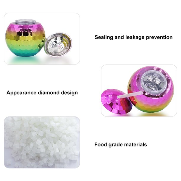 MATHOWAL Unique Disco Ball Cups Flash Cocktail Cup With Straw