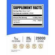 BulkSupplements Pure Biotin Powder - 1mg per Serving - 25 Grams (0.9 oz) - 25000 Servings