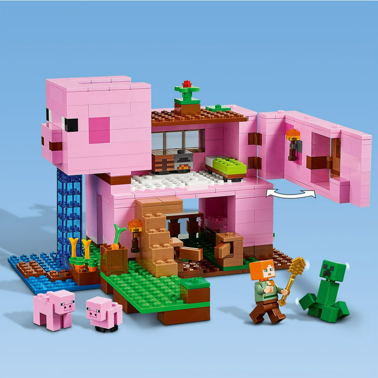 LEGO Minecraft The Pig House, 21170 with Alex, Creeper and 2 Pig Figures,  Animal Building Toy, Great Gift for Kids, Boys & Girls Ages 8+