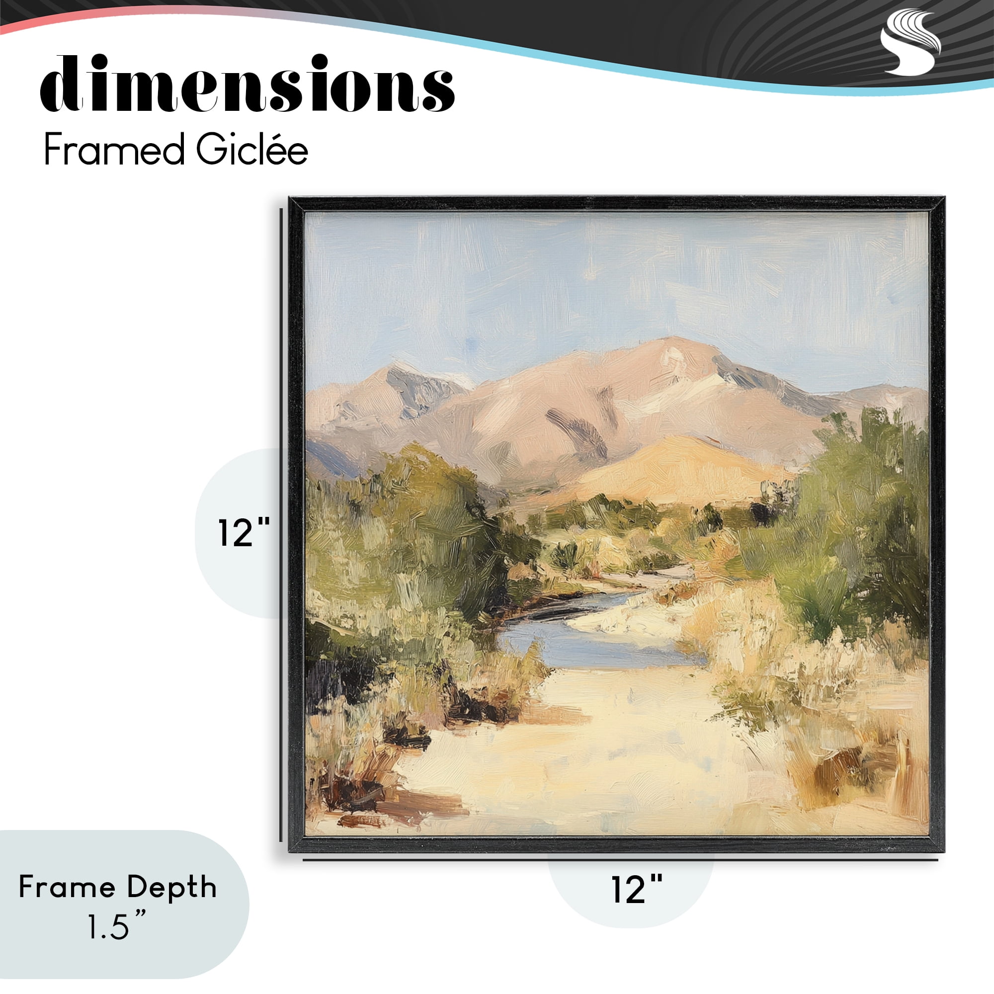 Stupell Industries Beige Desert Mountain Stream Black Framed Giclee Art, design by Petal Prints Design