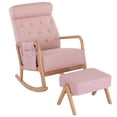 thumbnail image 3 of Glider Rocking Chair with Ottoman Set, Linen Upholstered Living Room Chairs with Side Pocket and Ergonomic Backrest, Leisure Single Armchair Side Chair Vanity Chair, Pink, 3 of 7