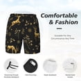 thumbnail image 6 of Picia Christmas Gold Deers1 pattern Mens Swim Trunks with Compression Liner Stretch Beach Shorts Quick Dry with Zipper Pockets No-Chafing Board Shorts-X-Large, 6 of 9