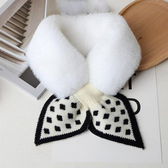 Bmisegm Women Plush Scarf Scarf Warm Wool Imitation Scarf Artificial Wool ScarfScarf for Women Winter White One Size