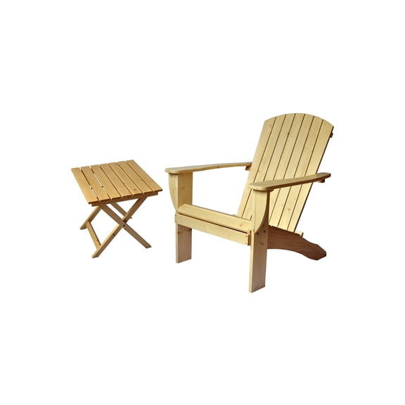 RSI  RSI-AC-NA-T  Riverstone Solid Cedar Adirondack Extra Wide Chair with build in bottle opener &  matching folding table   - Unfinished