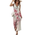thumbnail image 2 of Cherry Blossom Pink (2) Sleeveless Dress Dresses Women Summer Evening Dresses Ladies Bohemia Long Dresses, 2 of 9