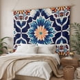 thumbnail image 3 of Orange Blue Small Tapestry for Bedroom Wall Hanging Tapestry,Morocco Boho Abstract Floral Ethnic Tribal Ceiling Backdrop Tapestries Poster Blanket Wall Decor for Teens Room Living Room Dorm 23" x 28", 3 of 8