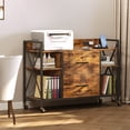 thumbnail image 5 of Office File Cabinet, 2 Drawer File Cabinets with Lock, Filing Cabinet with Power Outlets, Adjustable Shelves, Rolling Storage Cabinets for Home Office, Vintage, 5 of 9