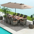 thumbnail image 4 of Costway 11 PCS Patio Dining Set with 15 ft Double-Sided Patio Umbrella 8 Armchairs Beige, 4 of 10