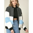 thumbnail image 3 of MBJ WJC2154 Women's Long Sleeve Zipper up Parka Sherpa Faux Mink fur Shaggy Soft Fuzzy Fleece Jacket S LIGHT_BLUE, 3 of 6