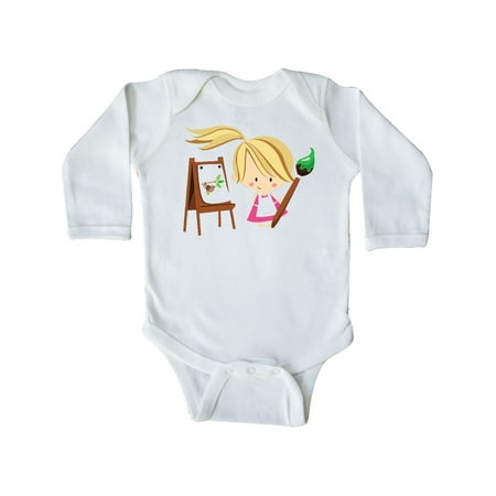 

Inktastic Artist Girl With Easel Gift Baby Girl Long Sleeve Bodysuit