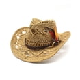 thumbnail image 5 of sususu Straw Cowboy Hat, Western Cowgirl Hat, Wide Brim Sun Beach Hat for Women Khaki, 5 of 5