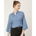 thumbnail image 2 of Moomaya Printed Oversize Top For Women, Full Bell Sleeve, Button Down Shirt Top, 2 of 8
