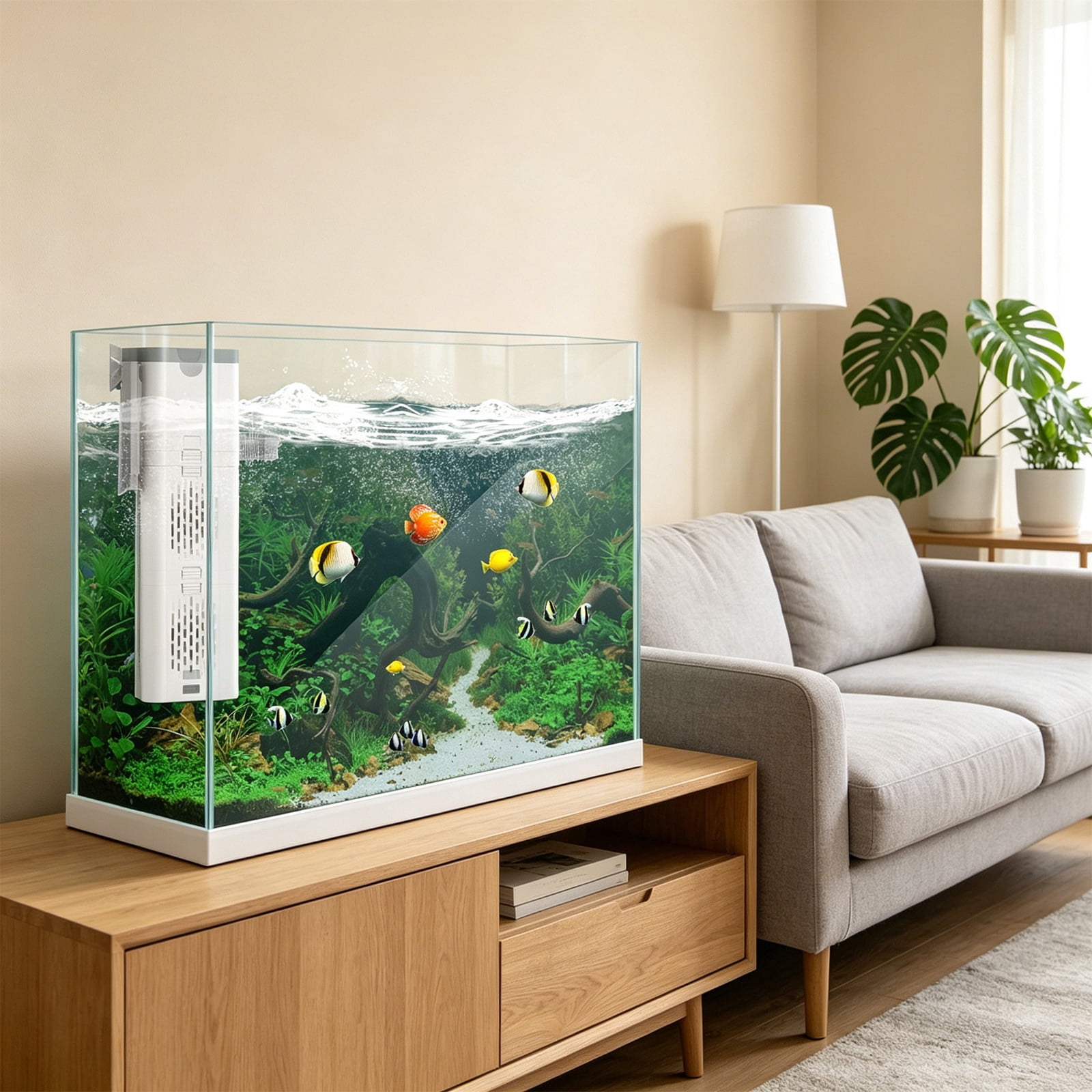 3-in-1 Aquarium Internal Filter Pump, Silent Water Circulation System for Fish Tanks