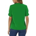 thumbnail image 3 of INSPIRE CHIC Women's Summer V Neck Short Sleeve Solid Color Office Blouse Top S Green, 3 of 6