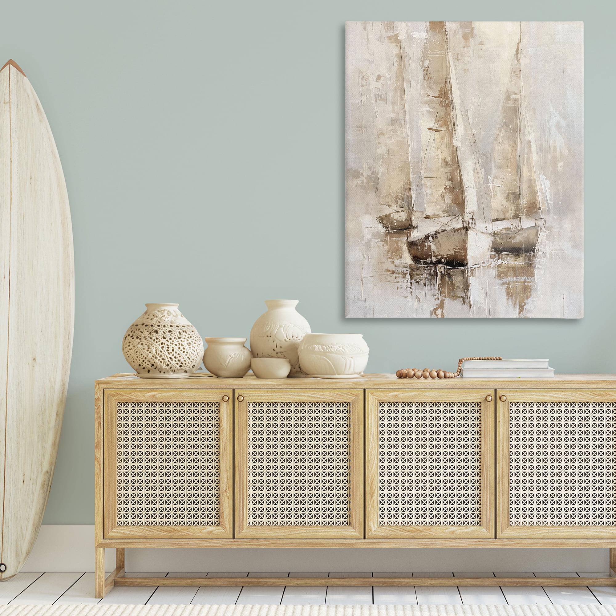 Stupell Industries Rustic Gradient Sailboats Nautical & Beach Painting Wrapped Canvas Art Print Wall Art, 36 x 48