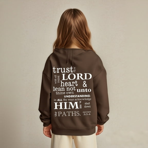 Kids Hoodies Trust in the Lord Hoodies Long Sleeve Graphic Sweatshirt Fashion Oversize Pullover Top Preppy Clothes Size 4-5 Years Boys Clothes Cute Boy Girl Clothing