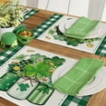 thumbnail image 6 of St. Patrick''s Day Clover Placemats Set of 4, Shamrock Mason Jar Plaid Check Farmhouse Dining Table Place Mats, Gold Coins Daisy Irish Holiday Kitchen Decor Home Decoration 12 x 18 Inch, 6 of 6