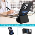 thumbnail image 6 of Compatible with iPhone 16 Pro Case, with PU Leather Credit Card Holder Magnetic Back Stand Rugged Slot Mobile Flip Purse Phone Cover for iPhone 16 Pro Women Men - Black, 6 of 7