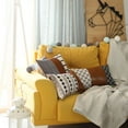 thumbnail image 4 of Bohemian Faux Leather and Striped Throw Pillow, 4 of 6