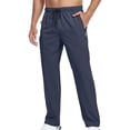 thumbnail image 3 of Zynoxe Men's Pants with Zipper Pockets Adjustable Drawstring Elastic Waist Straight Leg Pants Lightweight Breathable Quick Dry Waterproof Trousers Versatile Solid Color Outdoor Fishing Hiking Pants S, 3 of 6
