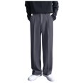 thumbnail image 2 of Men's Business Casual Loose Solid Color Drape Straight Dress Pants, Comfortable Trousers for Office and Smart Events,Dark Gray,34, 2 of 6